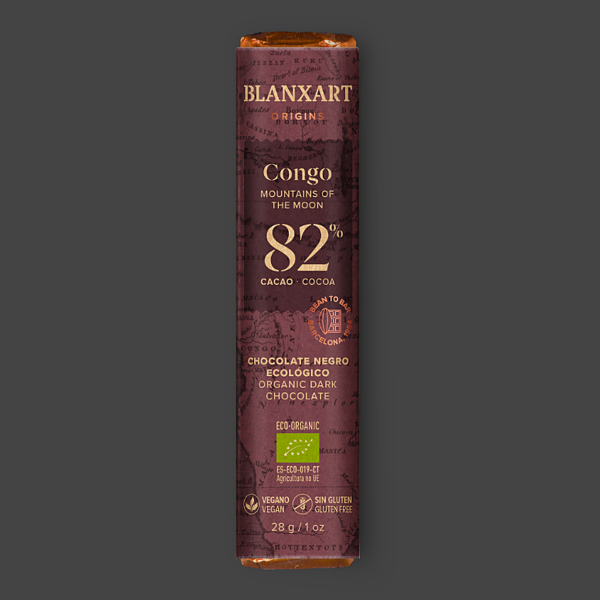 blanxart-congo-82-mini-1254x1254 Blanxart tumma suklaa Congo 82 % 28 g – luomu, vegaaninen Bean-to-Bar minipatukka