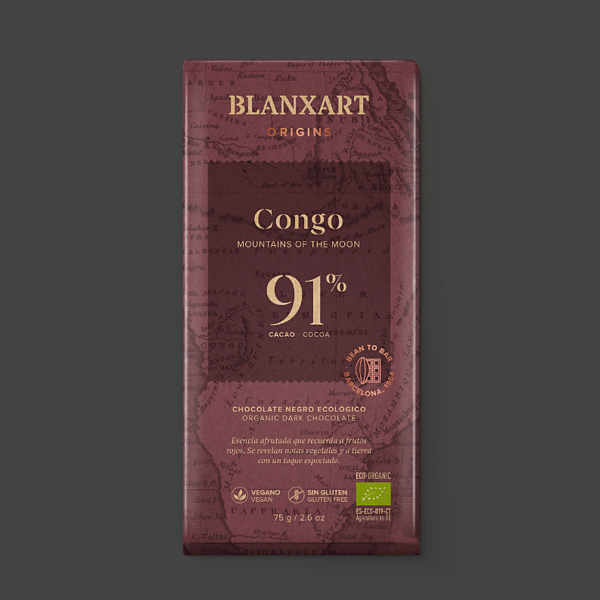 Blanxart tumma suklaa Congo 91 % 75 g – luomu ja vegaaninen