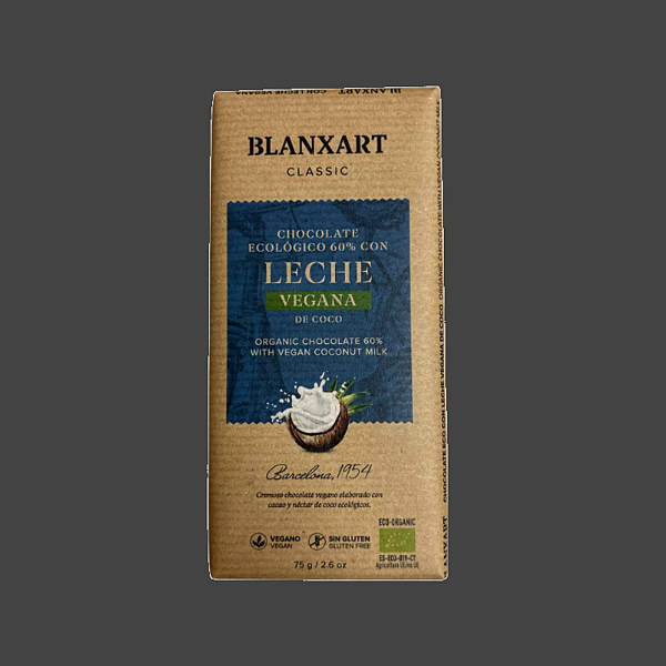 Blanxart suklaalevy 60 % kookosmaidolla, 75 g, luomu, vegaaninen