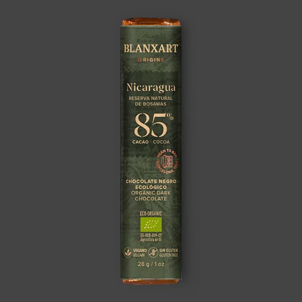 Blanxart tumma suklaa Nicaragua 85 %, minipatukka 28 g luomu, vegaaninen